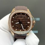 GR Luxury Patek Philippe Aquanaut Chocolate Dial Diamond Replica Watch 